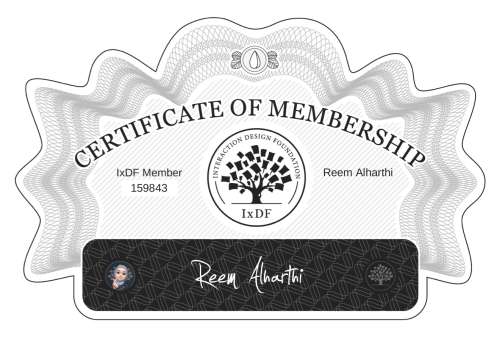 Certificate of Membership – Reem Alharthi