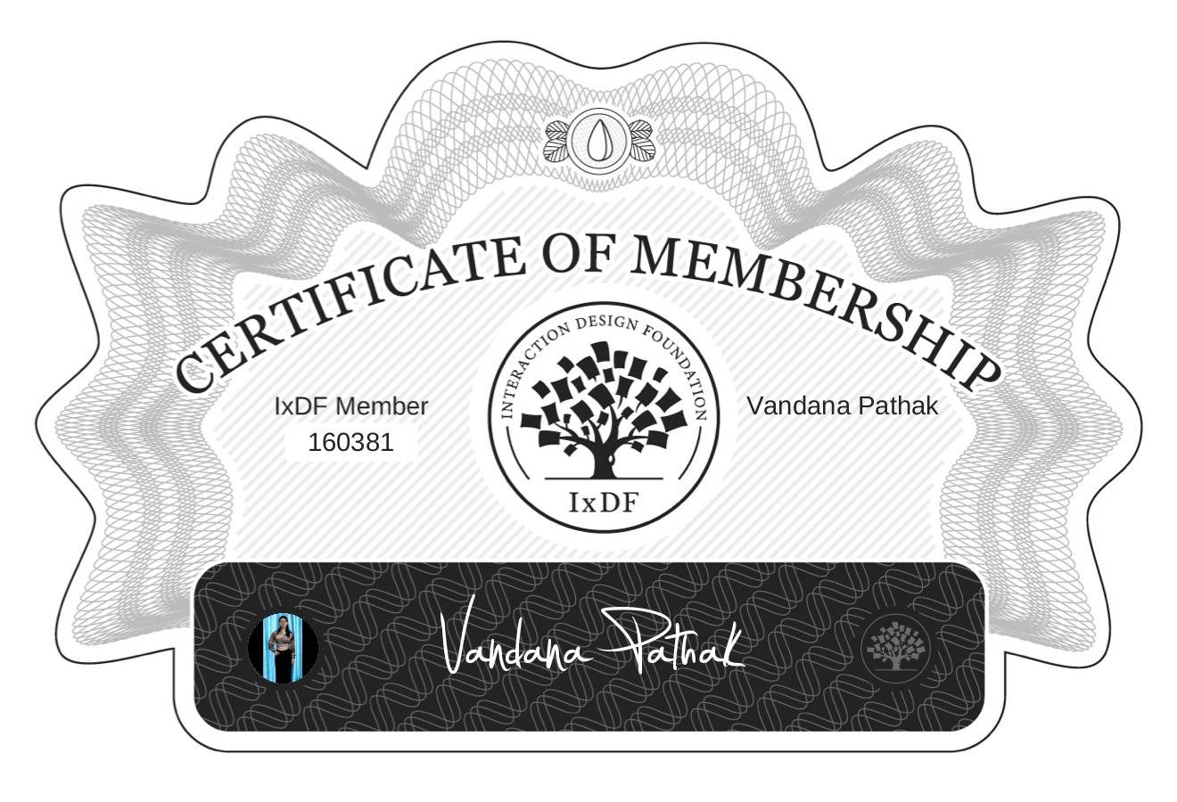 Certificate of Membership – Vandana Pathak