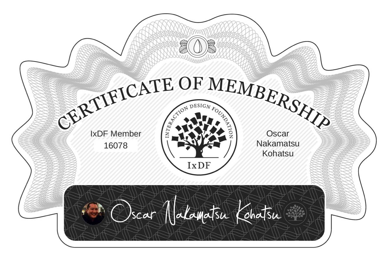 Certificate of Membership – Oscar Nakamatsu Kohatsu