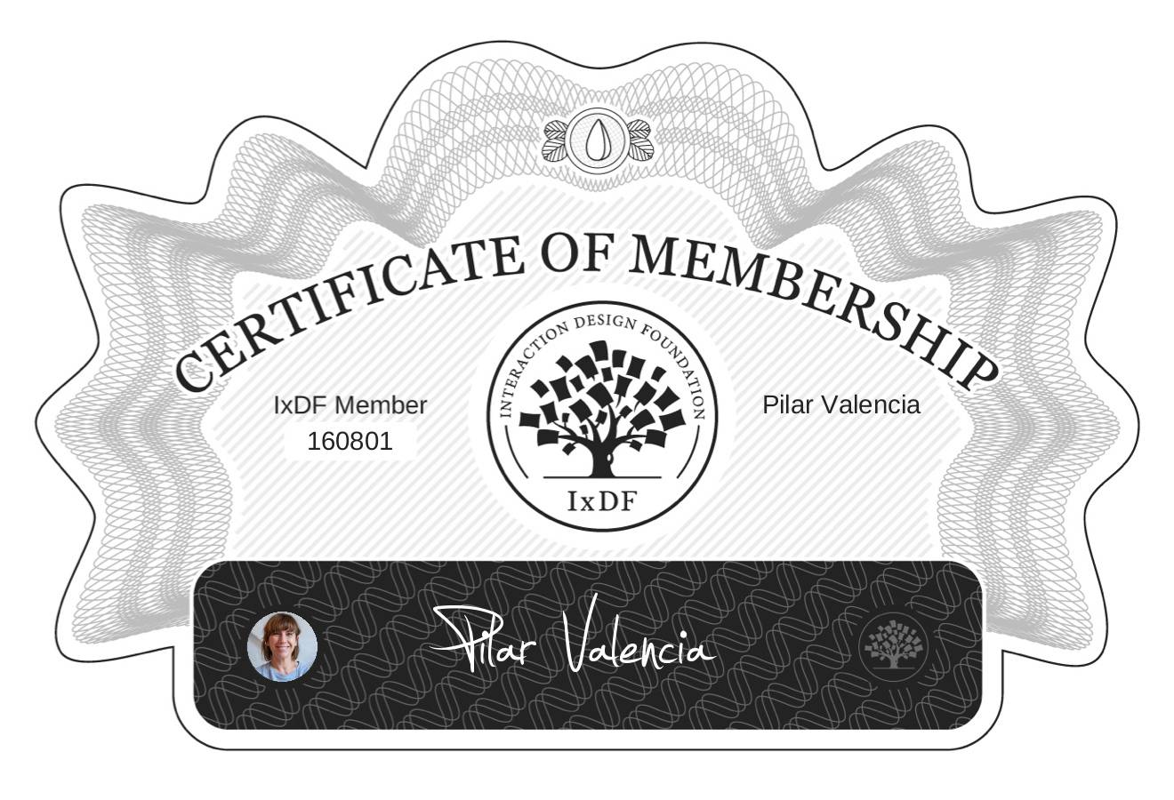 Certificate of Membership – Pilar Valencia