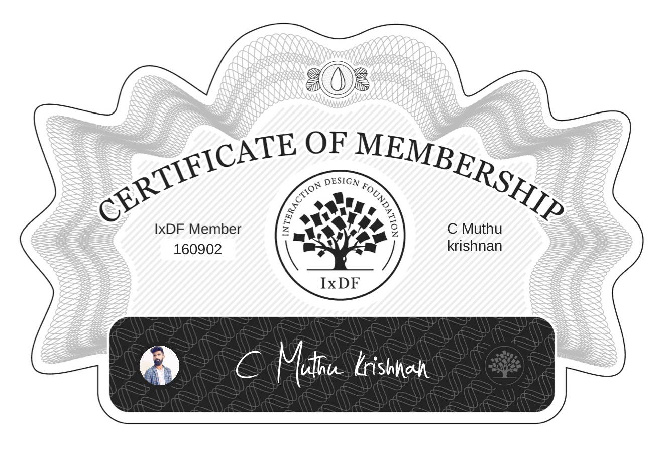 Certificate of Membership – C Muthu krishnan