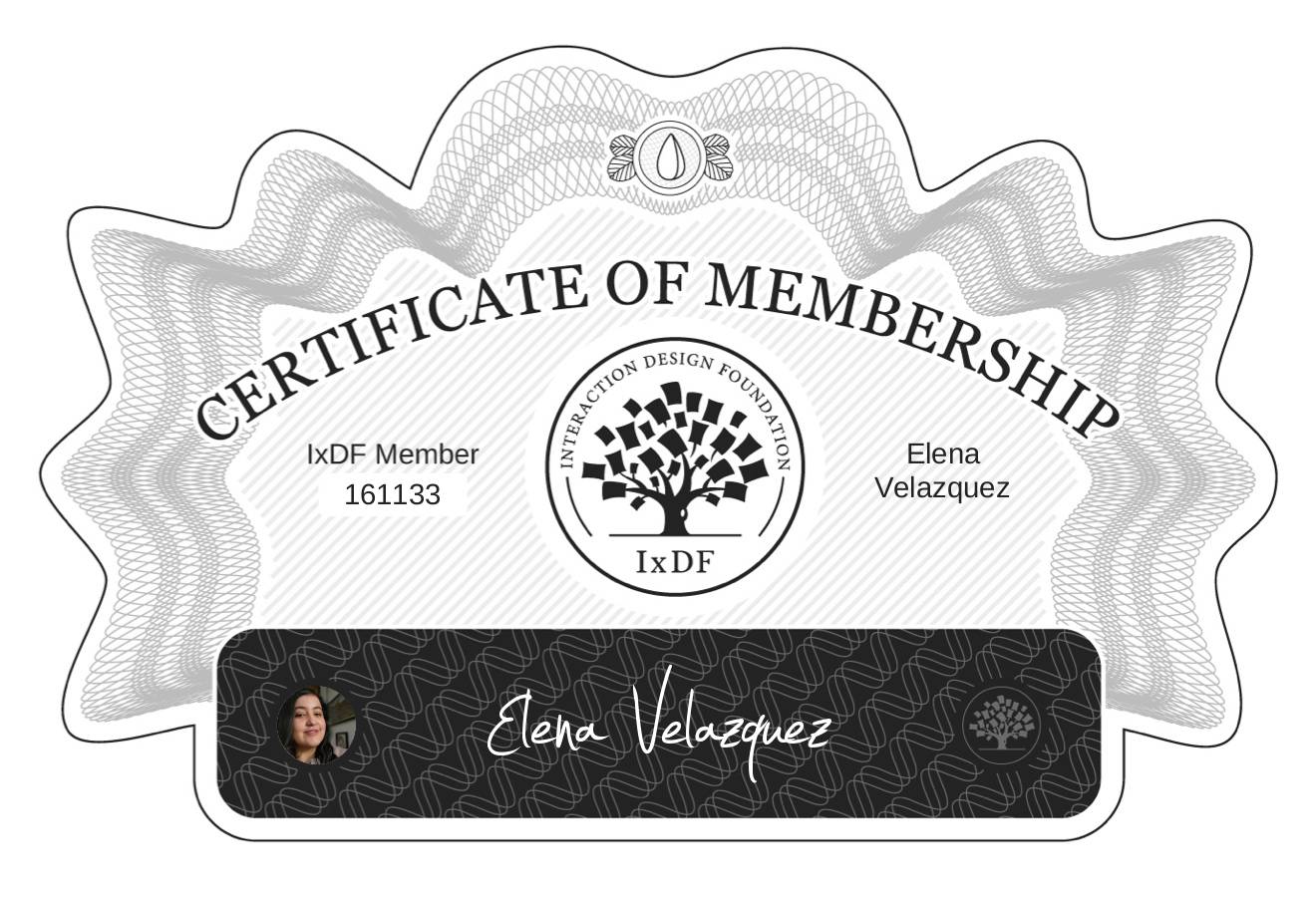 Certificate of Membership – Elena Velázquez