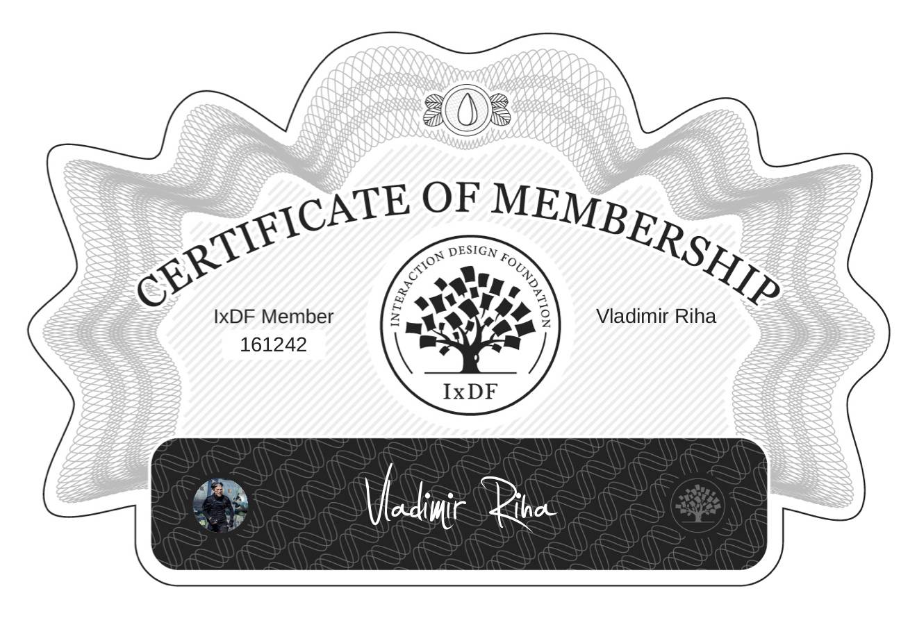 Certificate of Membership – Vladimír Říha