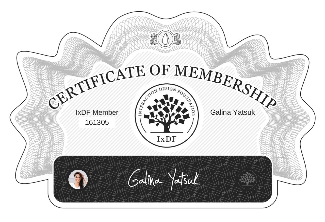 Certificate of Membership – Galina Yatsuk