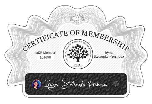 Certificate of Membership – Iryna Stetsenko-Yershova