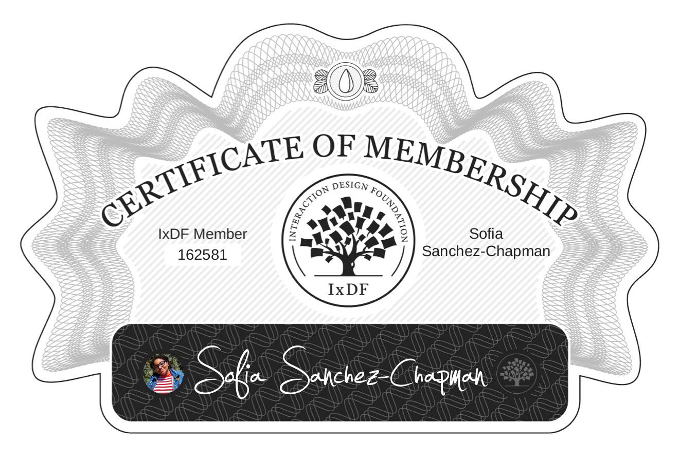 Certificate of Membership – Sofia Sanchez-Chapman