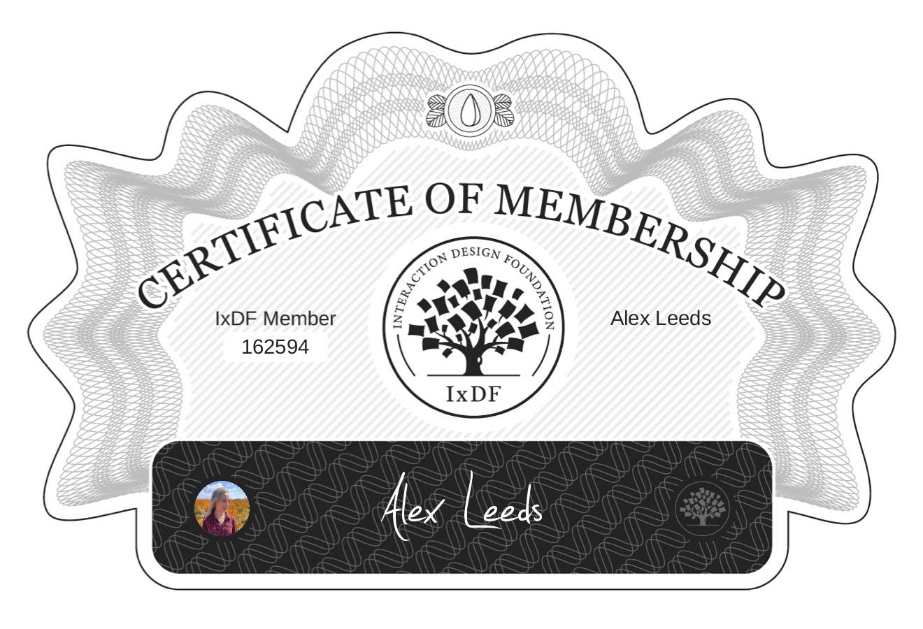 Certificate of Membership – Alex Leeds