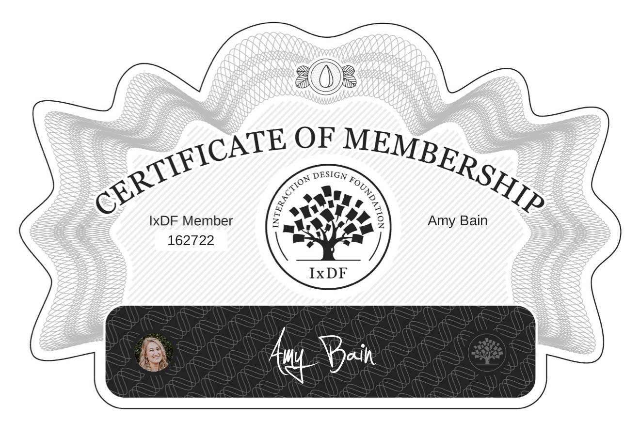 Certificate of Membership – Amy Bain