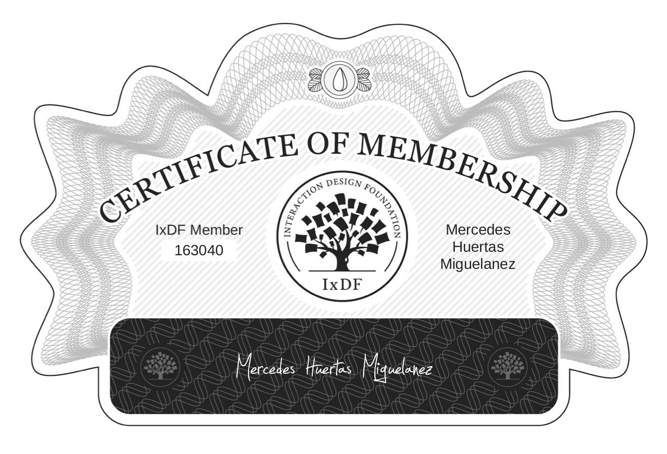 Certificate of Membership – Mercedes Huertas Migueláñez