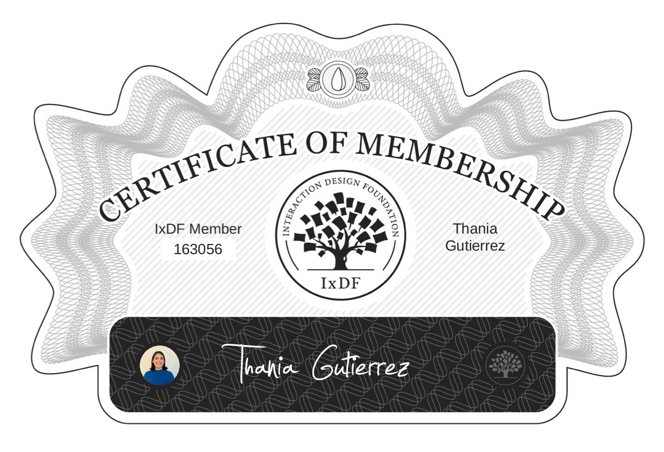Certificate of Membership – Thania Gutierrez