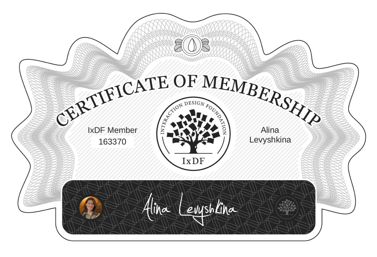 Certificate of Membership – Alina Levyshkina