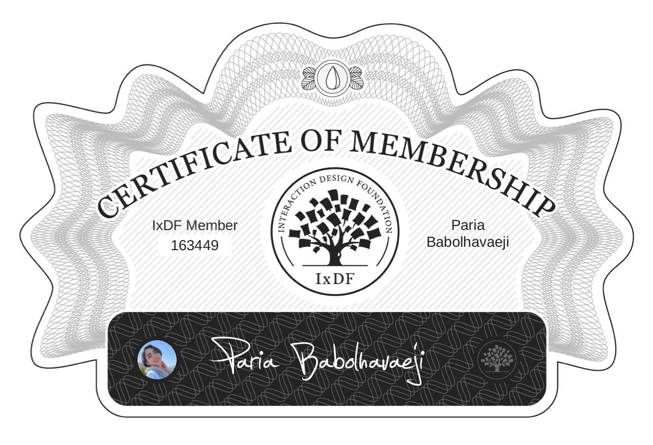 Certificate of Membership – Paria Babolhavaeji