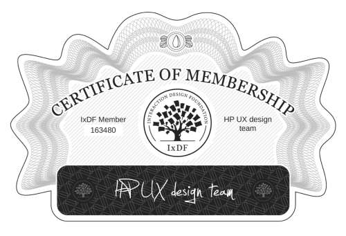 Certificate of Membership – HP UX design team