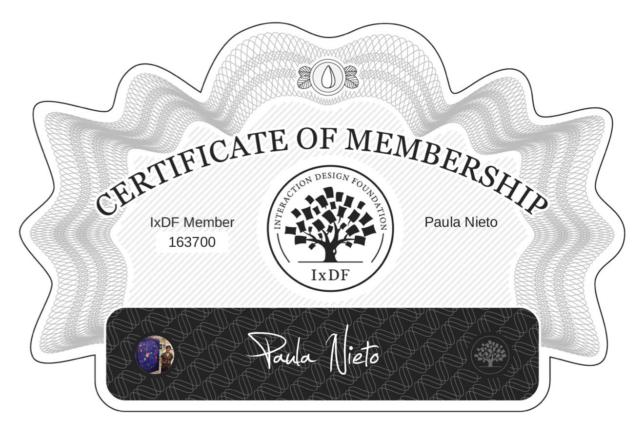 Certificate of Membership – Paula Nieto