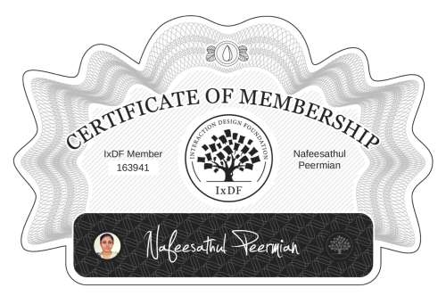 Certificate of Membership – Nafeesathul Peermian