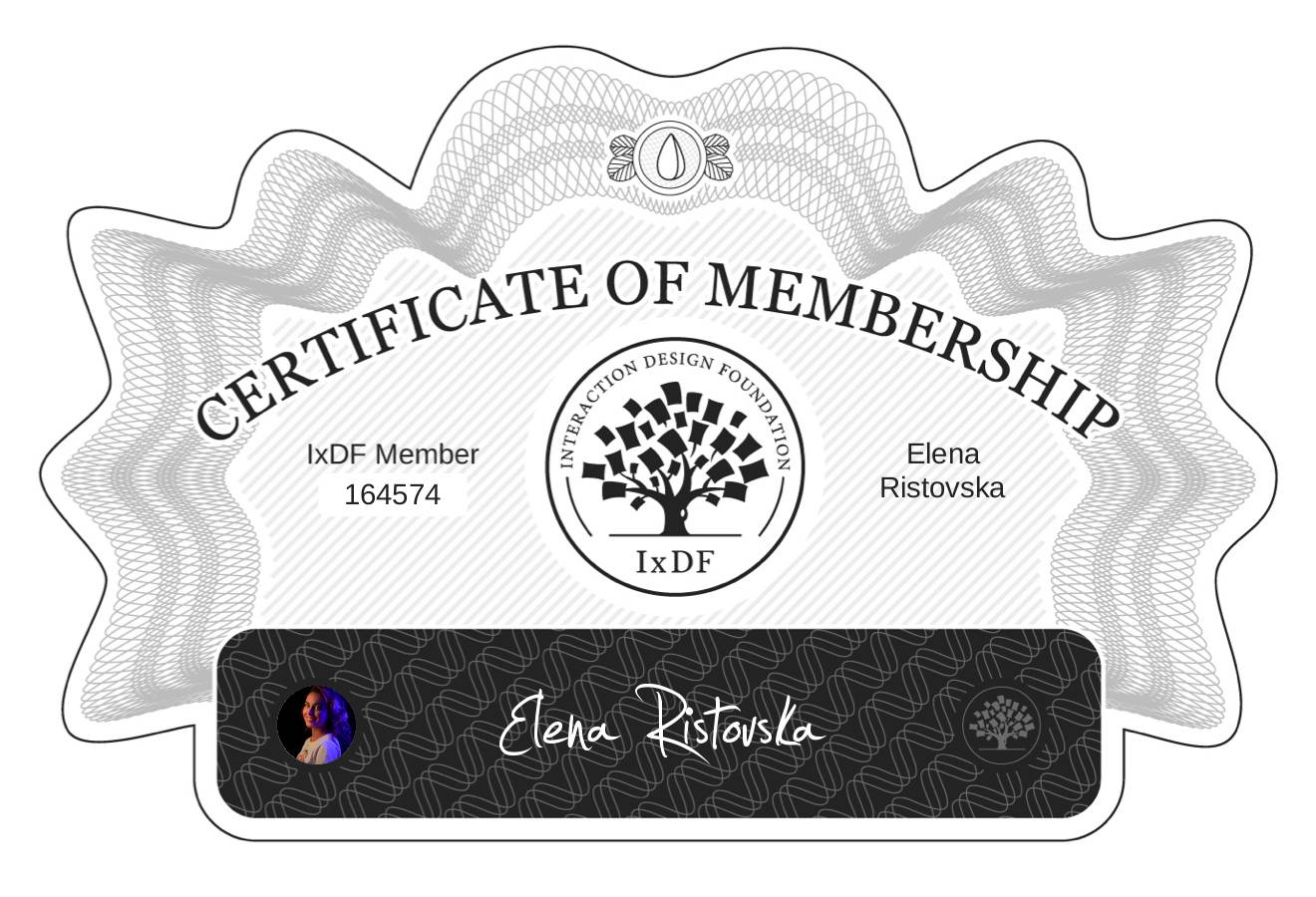 Certificate of Membership – Elena Ristovska