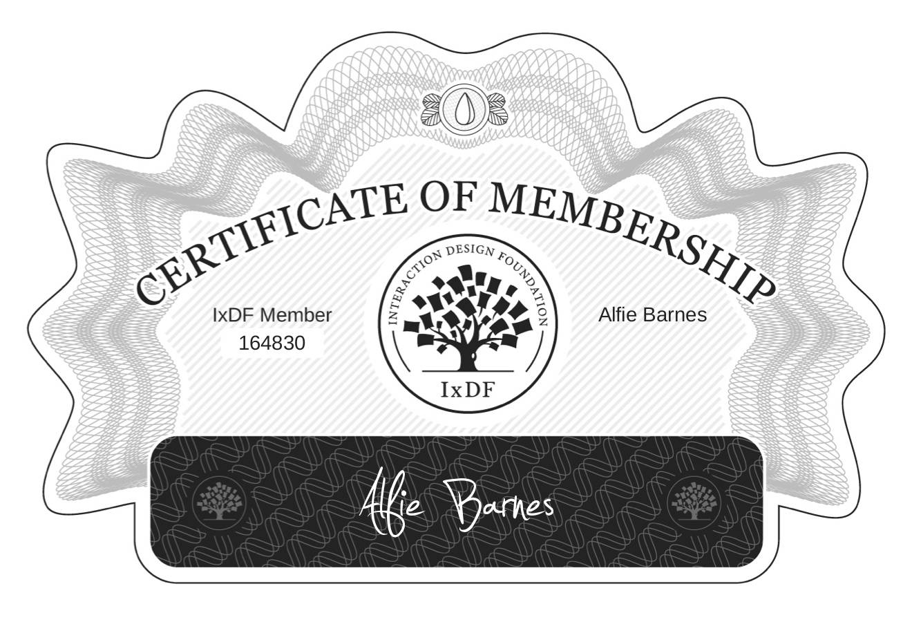 Certificate of Membership – Alfie Barnes