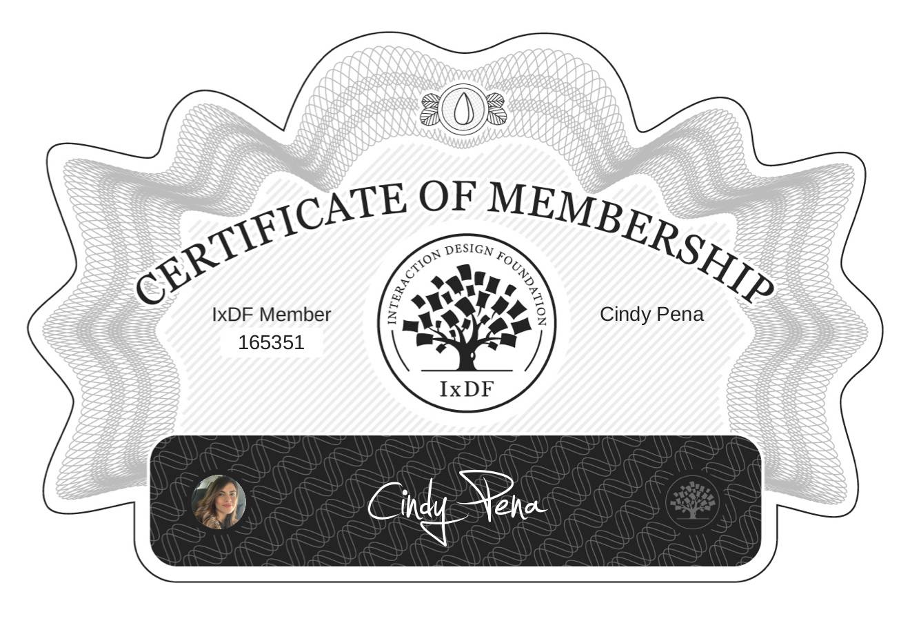 Certificate of Membership – Cindy Peña