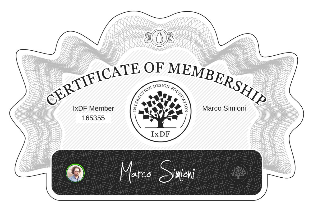 Certificate of Membership – Marco Simioni
