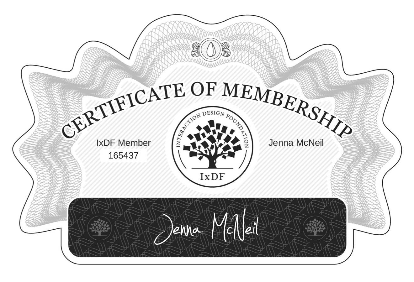 Certificate of Membership – Jenna McNeil