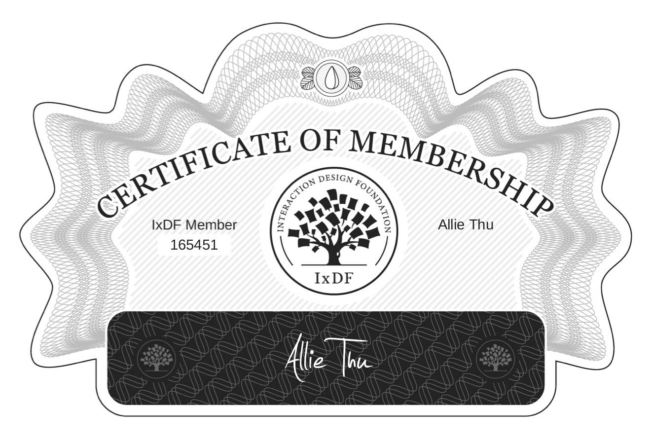 Certificate of Membership – Allie Thu