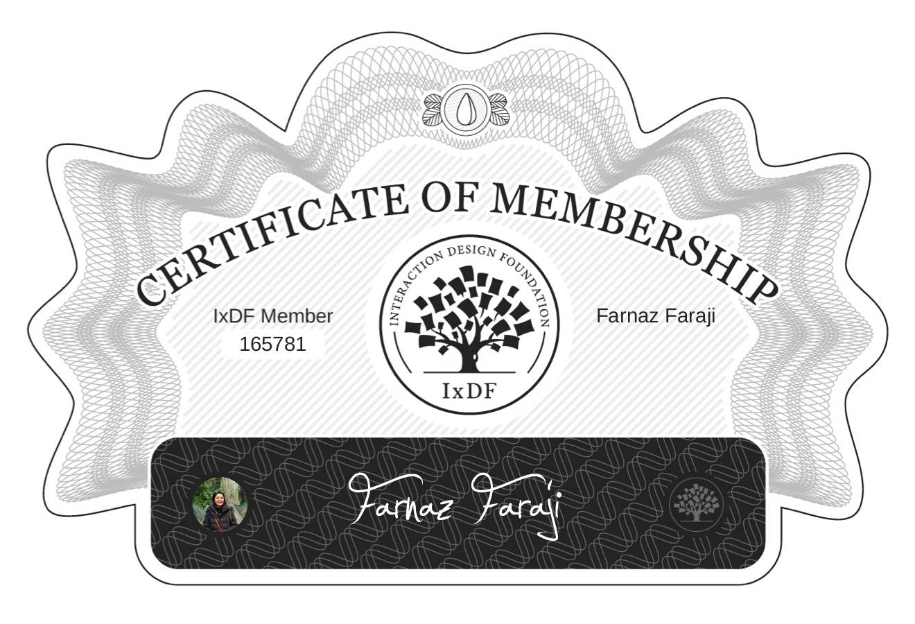 Certificate of Membership – Farnaz Faraji