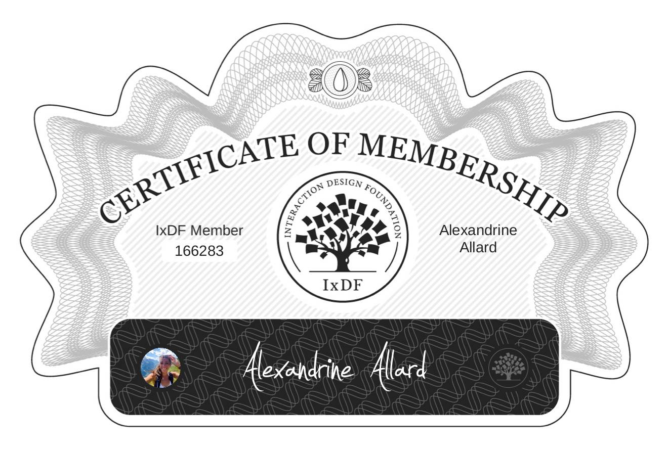 Certificate of Membership – Alexandrine Allard