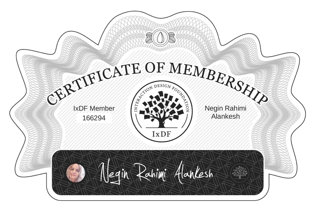 Certificate of Membership – Negin Rahimi Alankesh