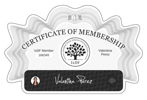Certificate of Membership – Valentina Perez