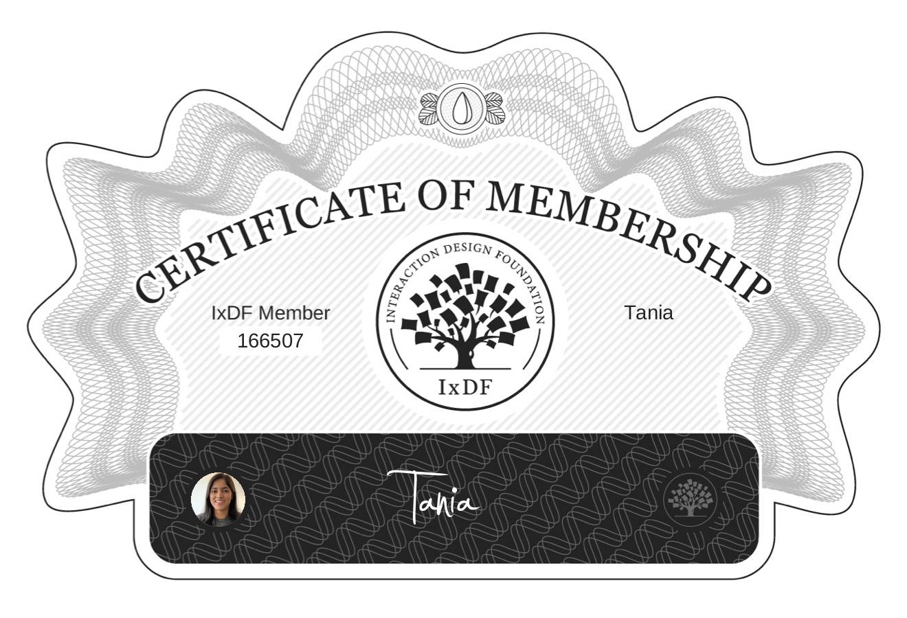 Certificate of Membership – Tania