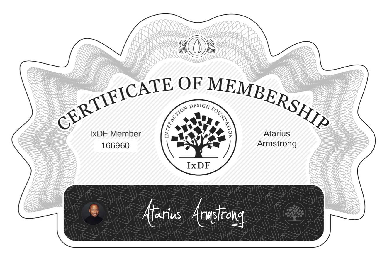 Certificate of Membership – Atarius Armstrong