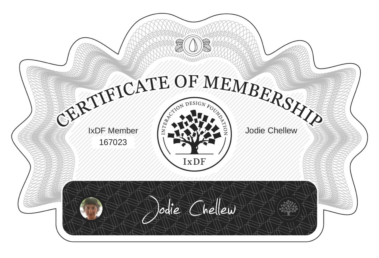 Certificate of Membership – Jodie Chellew