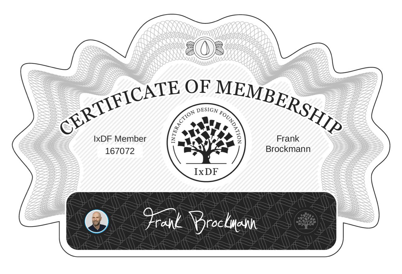 Certificate of Membership – Frank Brockmann