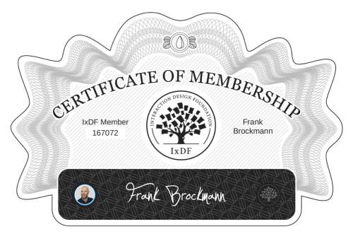 Certificate of Membership – Frank Brockmann