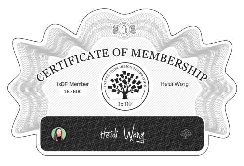 Certificate of Membership – Heidi Wong
