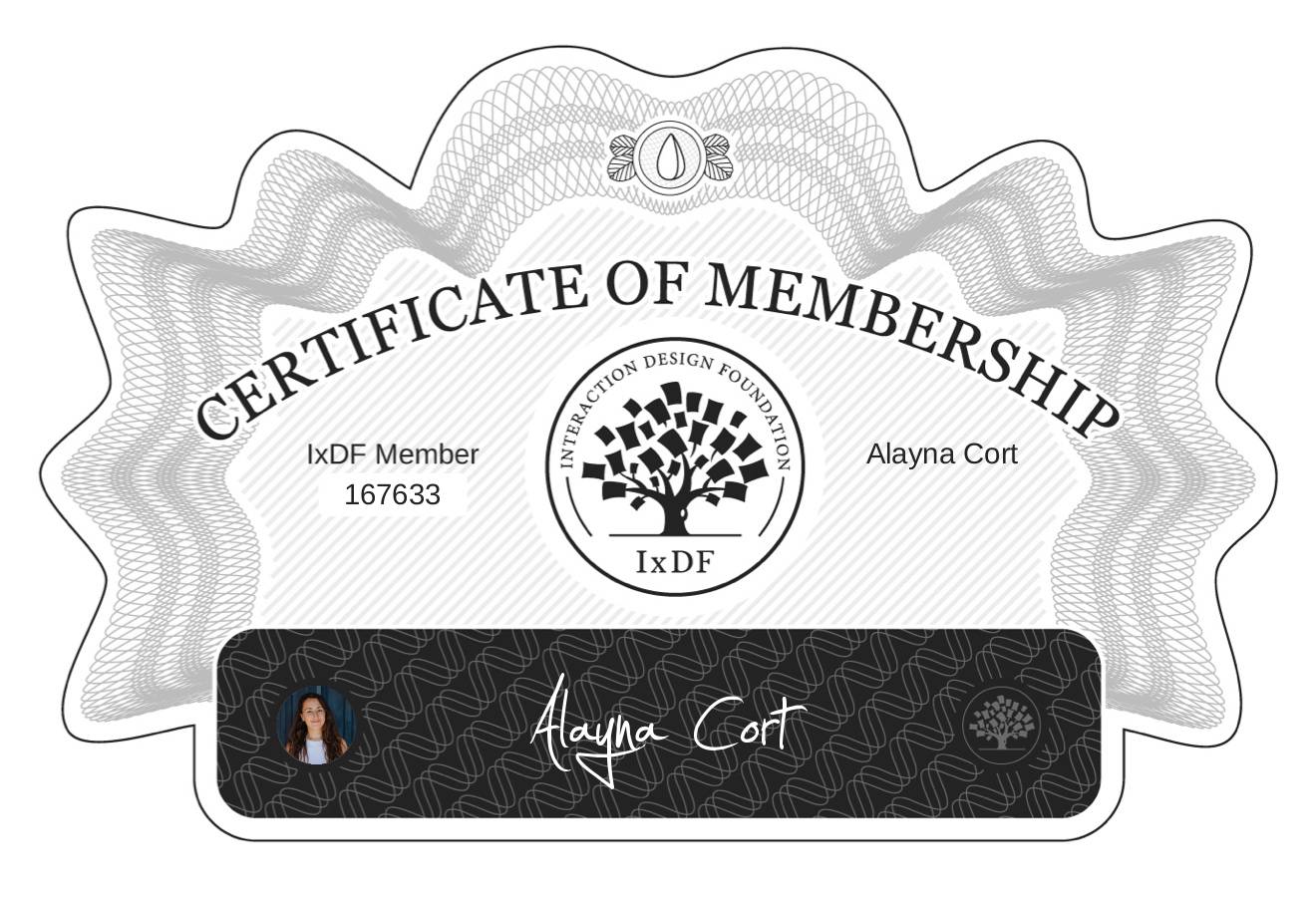 Certificate of Membership – Alayna Cort