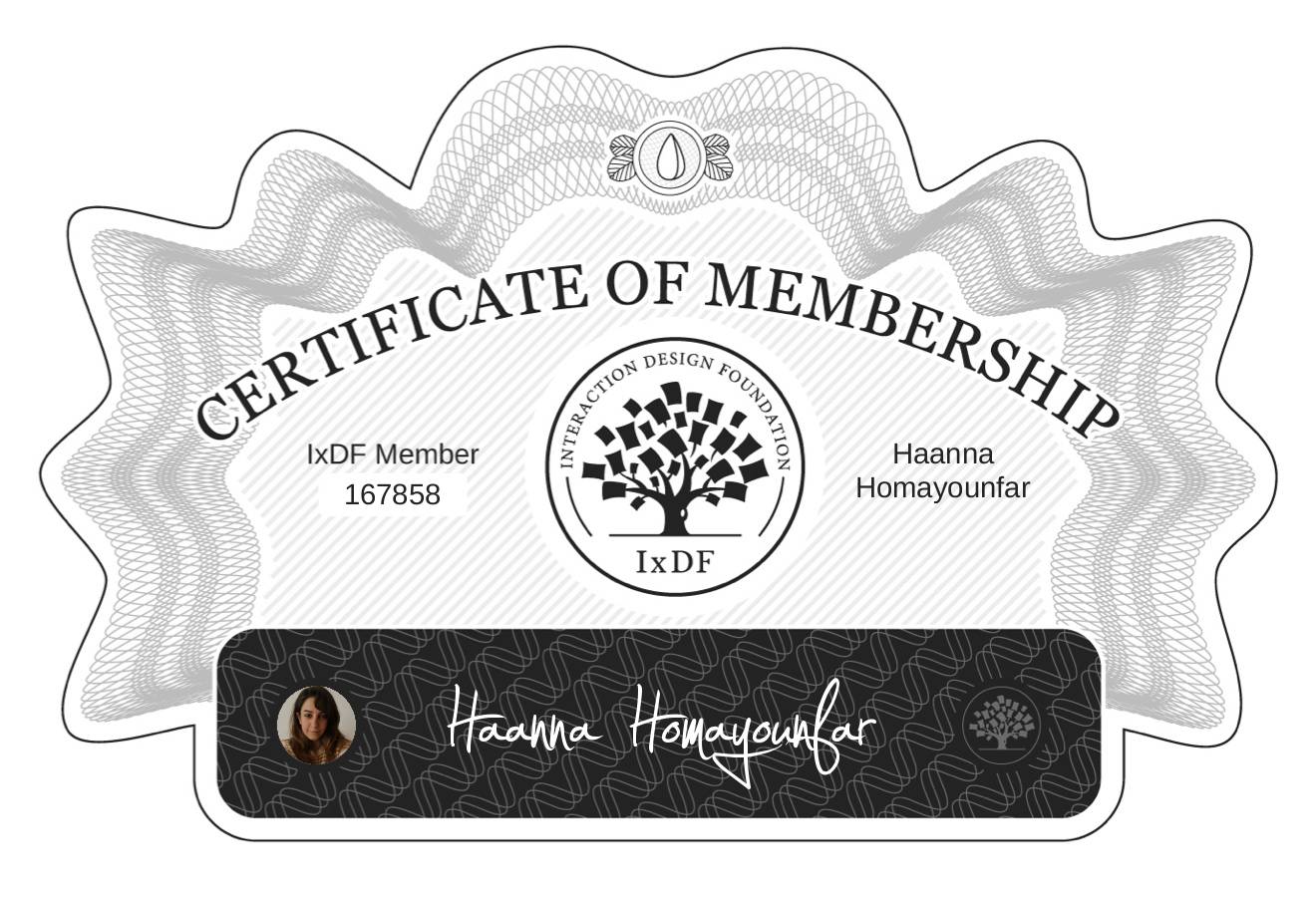 Certificate of Membership – Haanna Homayounfar