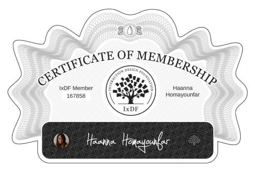 Certificate of Membership – Haanna Homayounfar