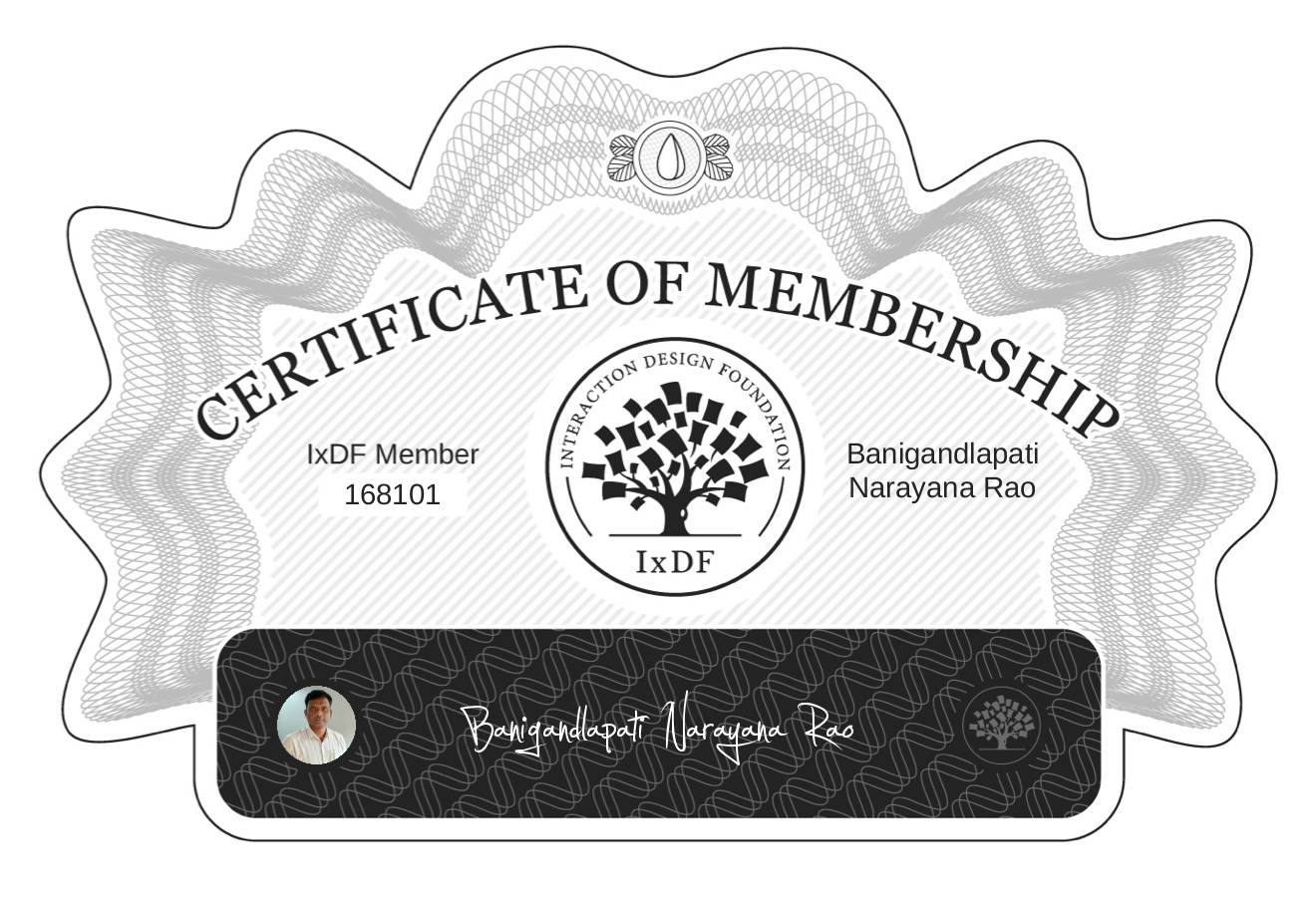 Certificate of Membership – Banigandlapati Narayana Rao