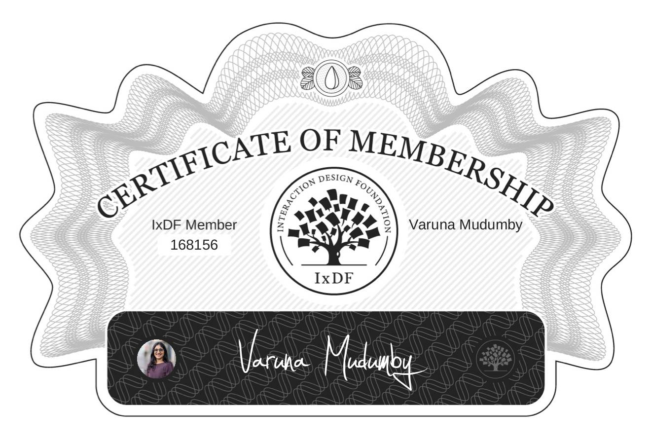 Certificate of Membership – Varuna Mudumby