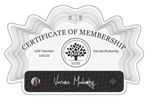 Certificate of Membership – Varuna Mudumby