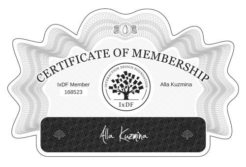 Certificate of Membership – Alla Kuzmina