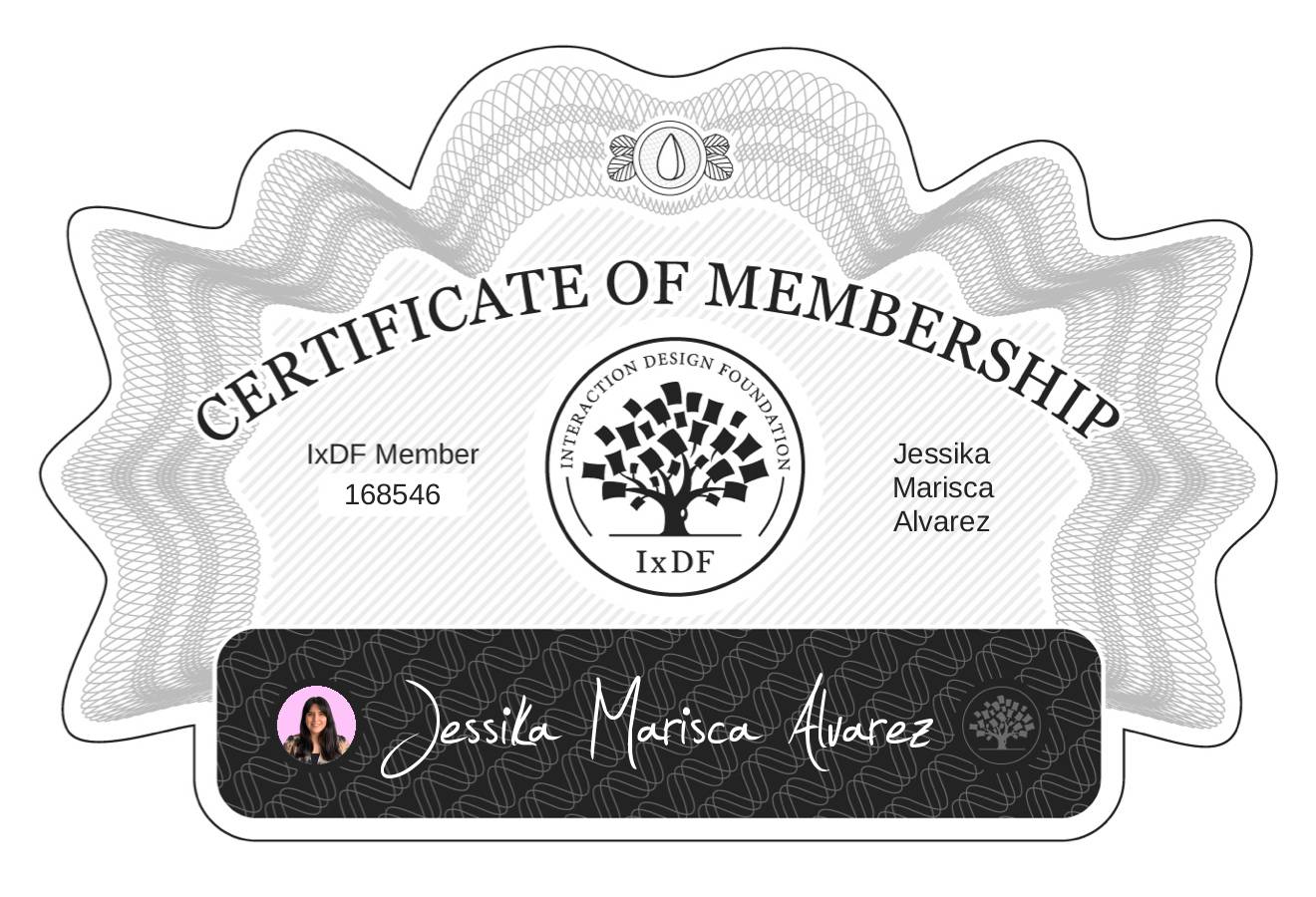 Certificate of Membership – Jessika Marisca Alvarez