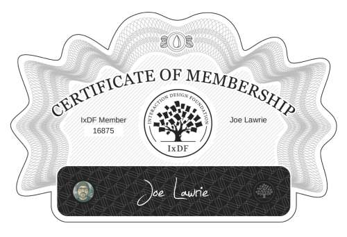 Certificate of Membership – Joe Lawrie