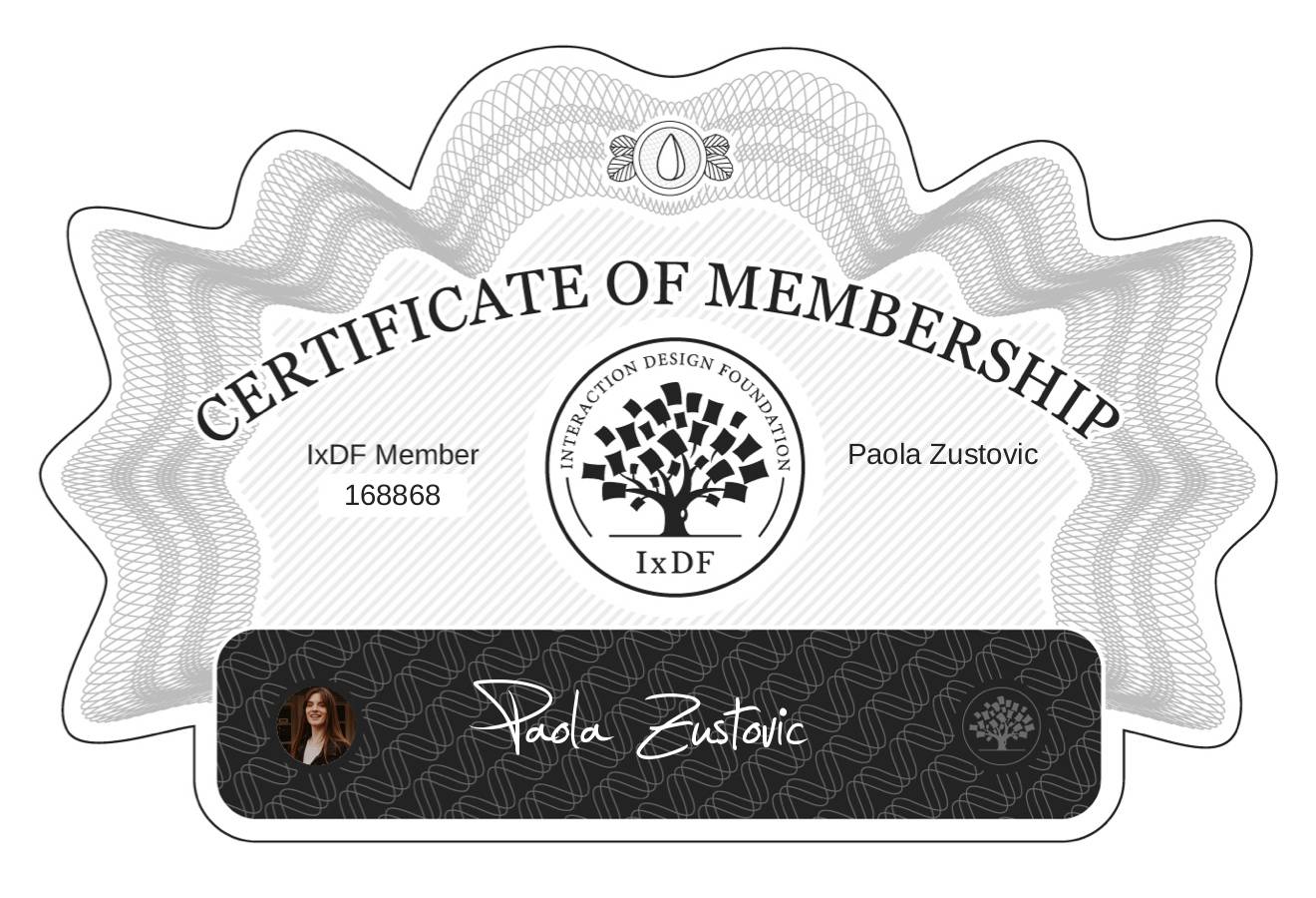 Certificate of Membership – Paola Zustović