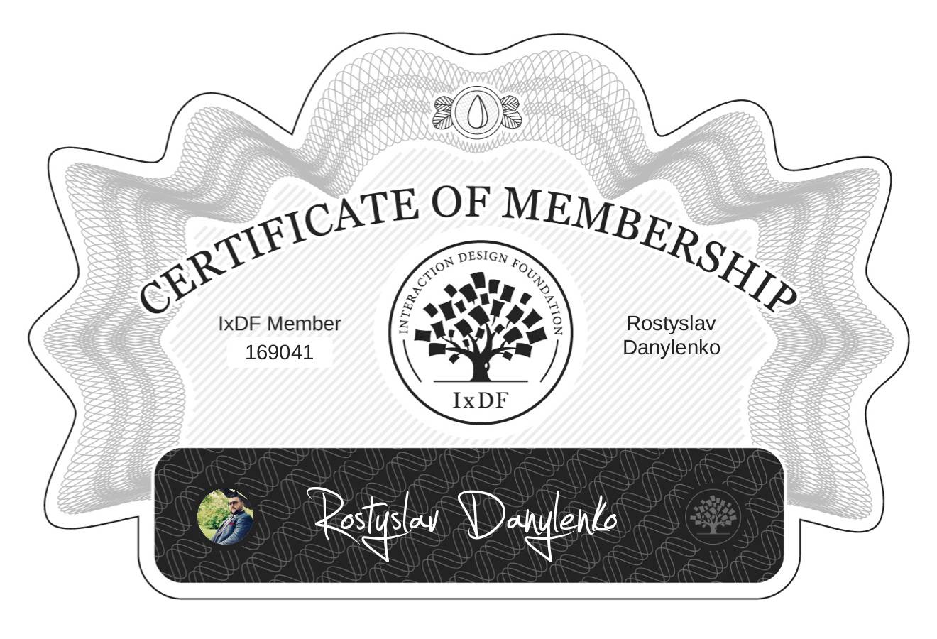 Certificate of Membership – Rostyslav Danylenko