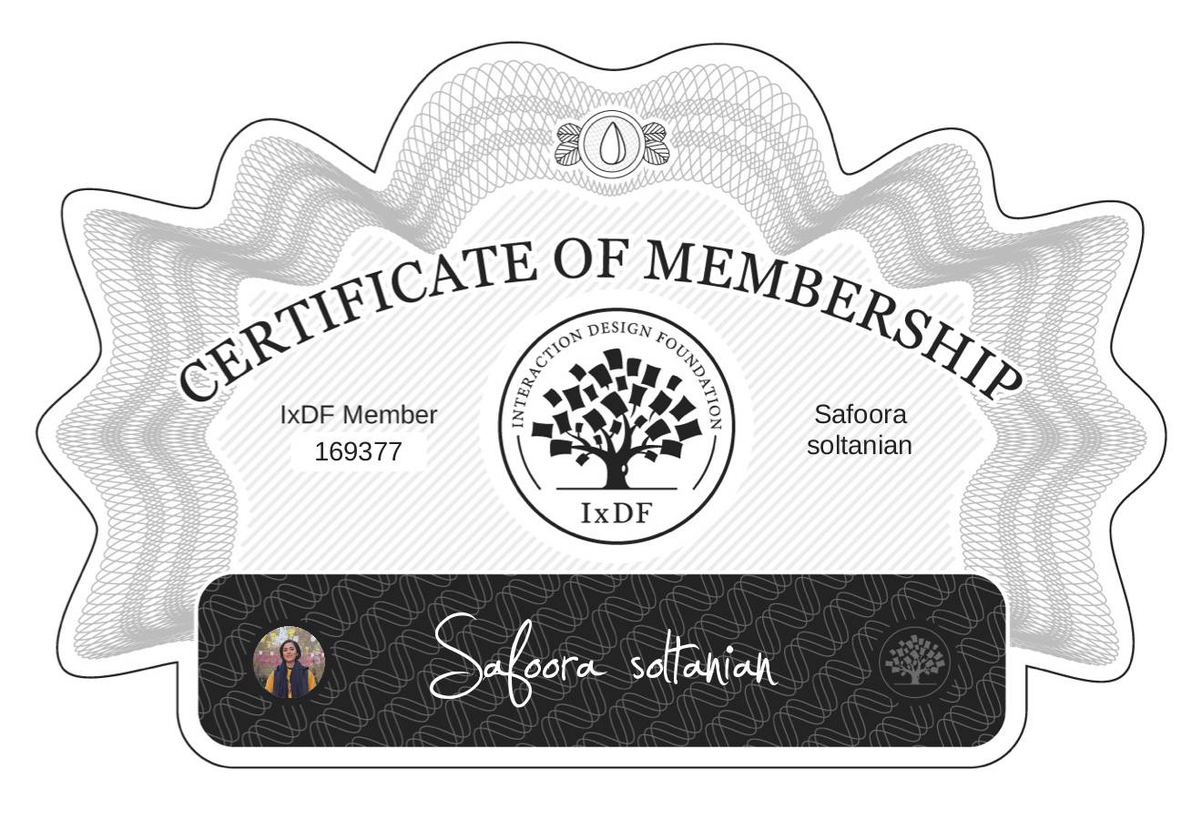 Certificate of Membership – Safoora soltanian