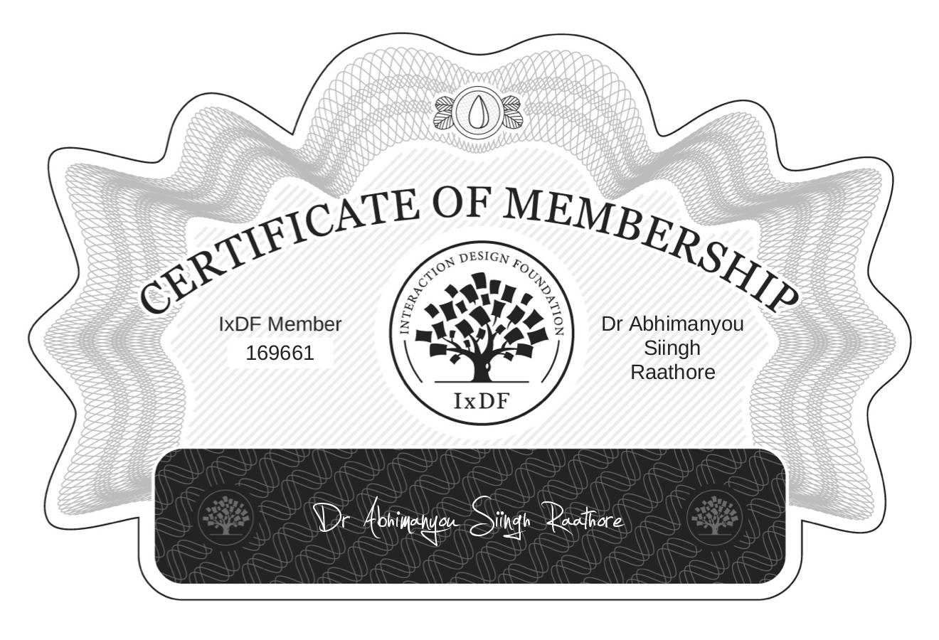 Certificate of Membership – Dr Abhimanyou Siingh Raathore