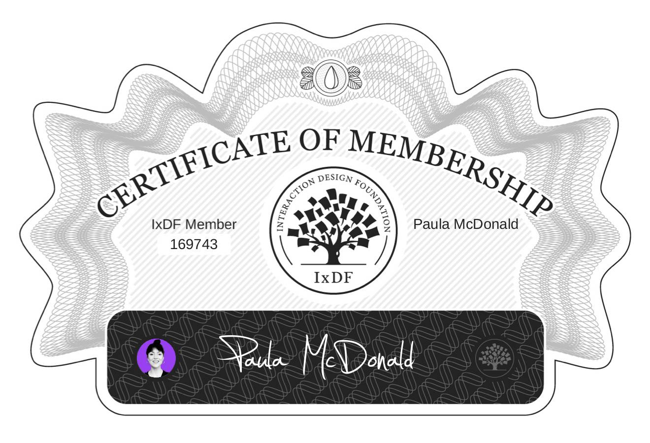 Certificate of Membership – Paula McDonald