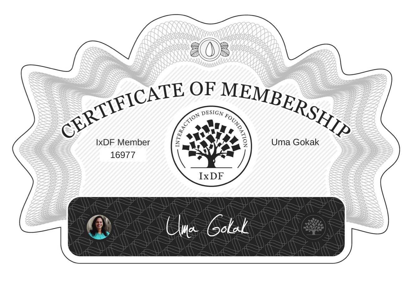Certificate of Membership – Uma Gokak